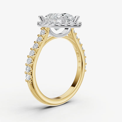 Pear Halo Solitaire Engagement Ring with Diamond Band