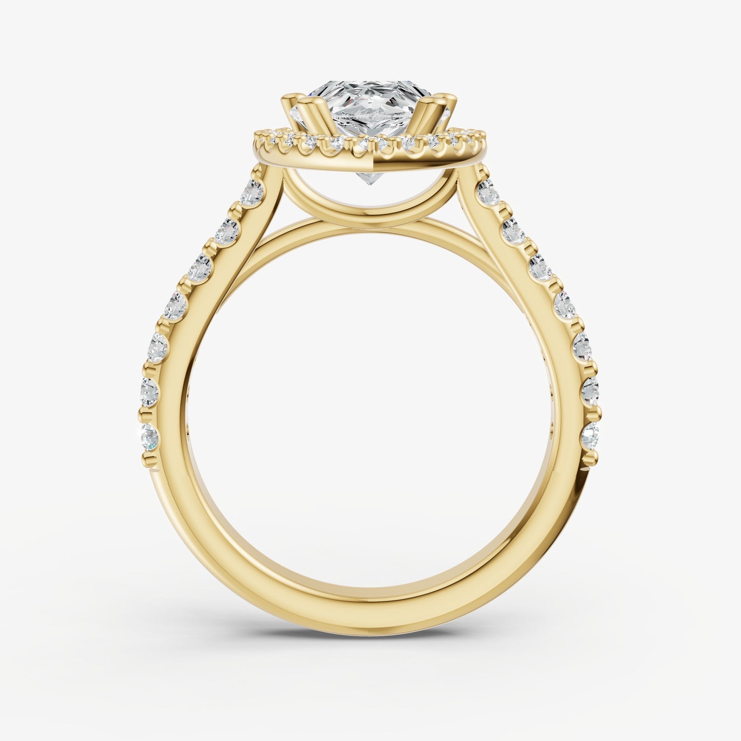 Pear Halo Solitaire Engagement Ring with Diamond Band