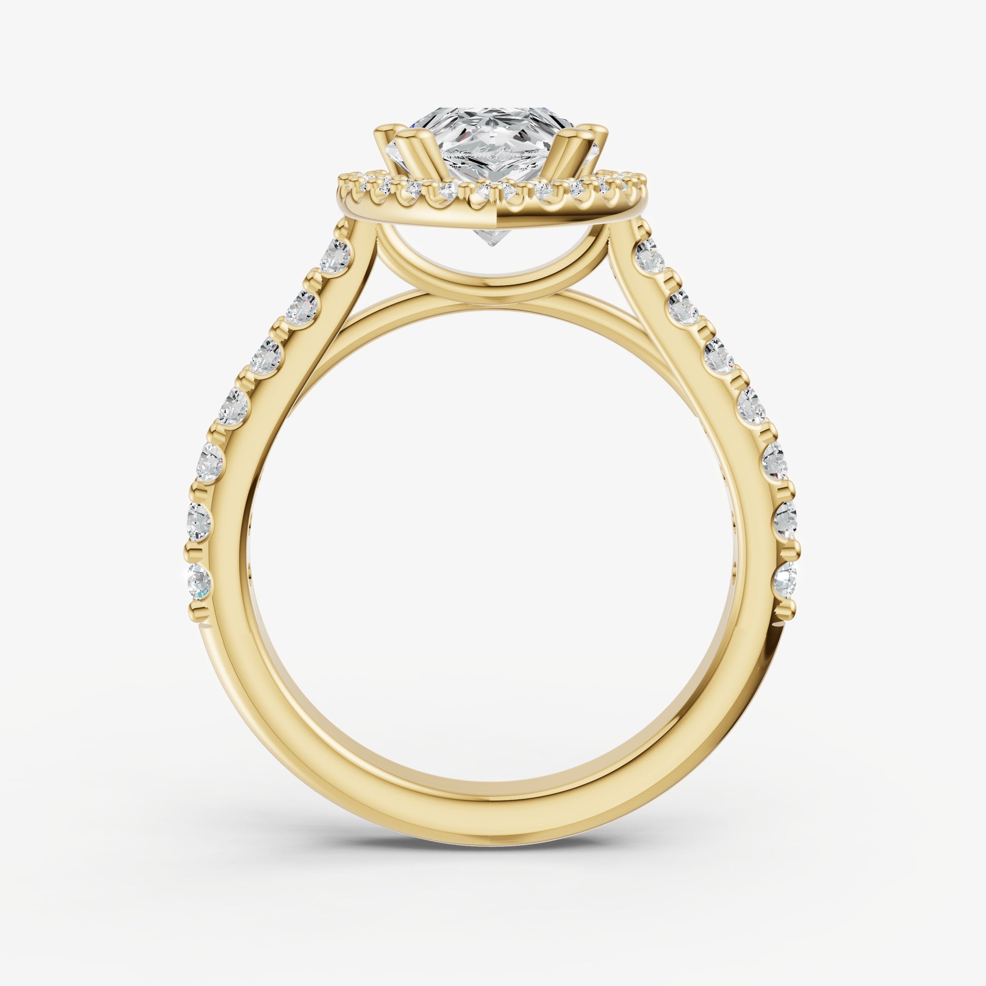Pear Halo Solitaire Engagement Ring with Diamond Band