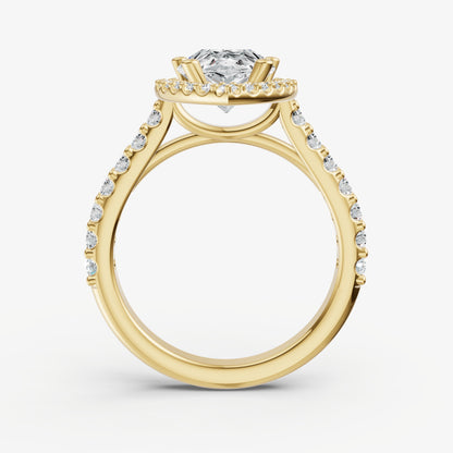 Pear Halo Solitaire Engagement Ring with Diamond Band