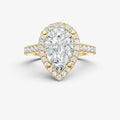 Pear Halo Solitaire Engagement Ring with Diamond Band