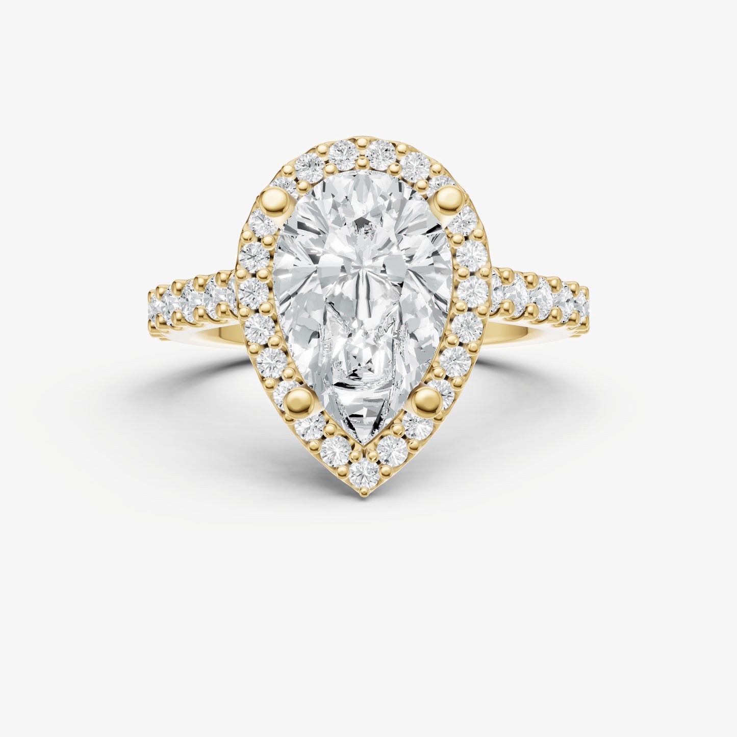 Pear Halo Solitaire Engagement Ring with Diamond Band