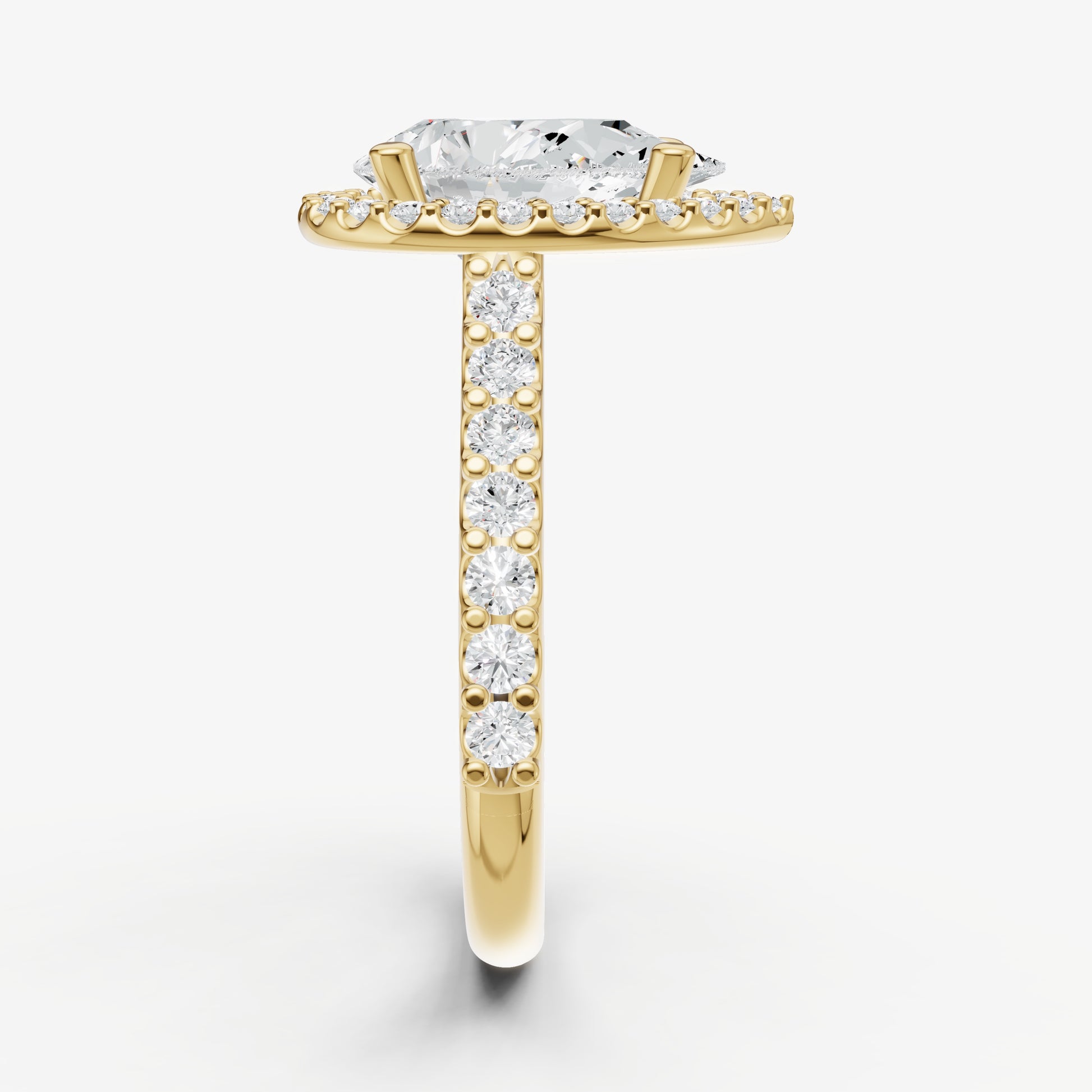 Pear Halo Solitaire Engagement Ring with Diamond Band