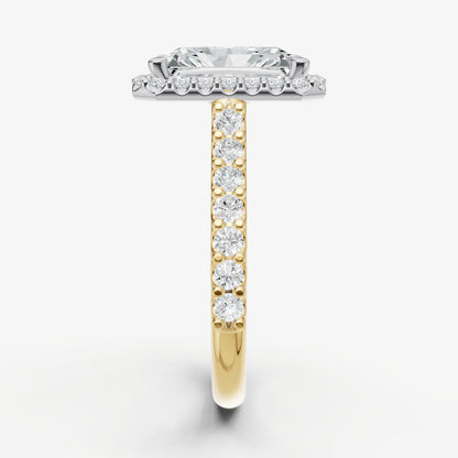 Radiant Halo Solitaire Engagement Ring with Diamond Band