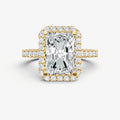 Radiant Halo Solitaire Engagement Ring with Diamond Band