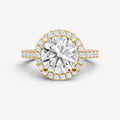 Round Halo Solitaire Engagement Ring with Diamond Band