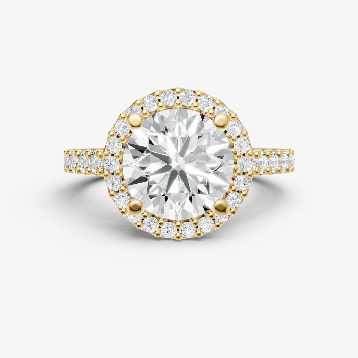 Round Halo Solitaire Engagement Ring with Diamond Band