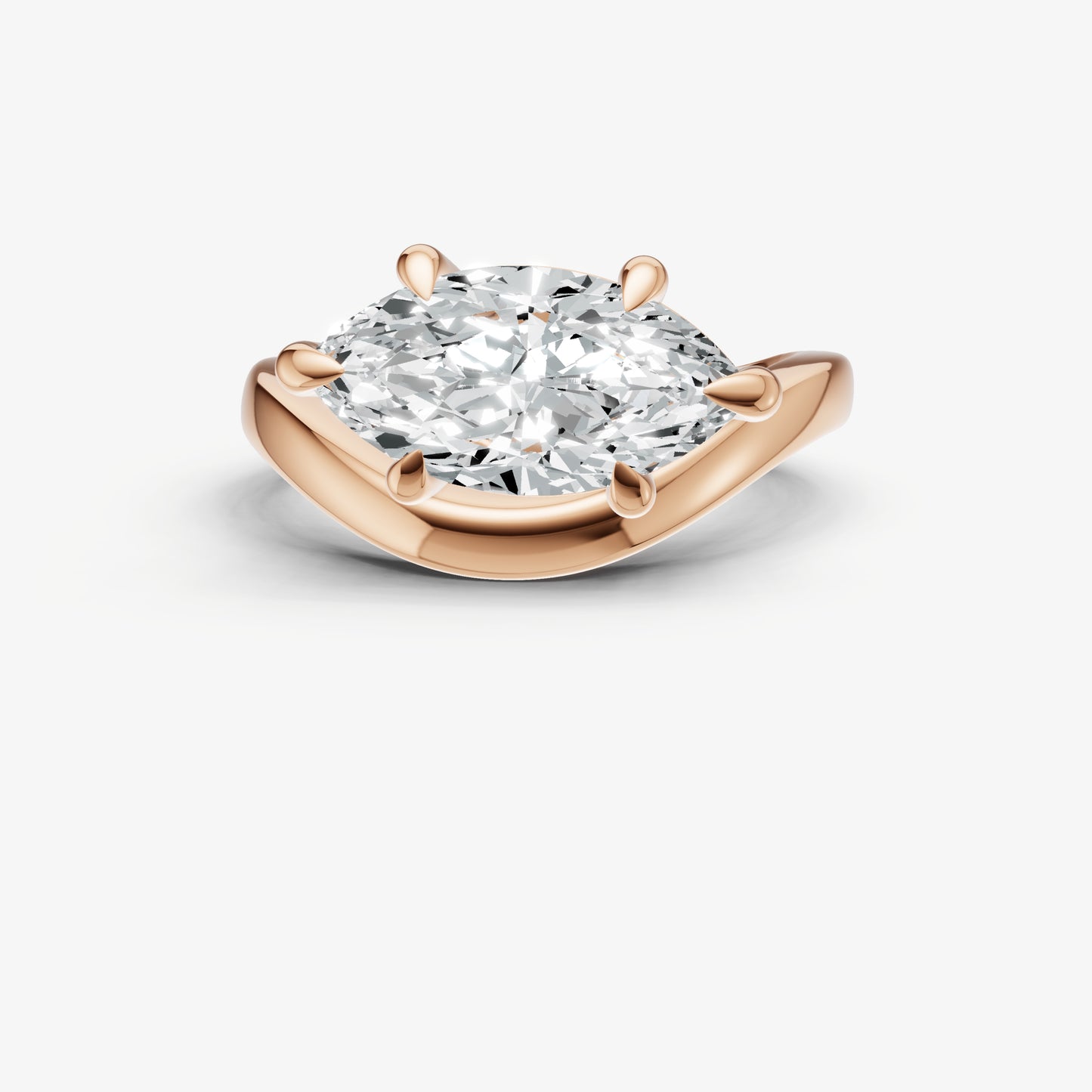 Marquise Curved Band Solitaire Engagement Ring