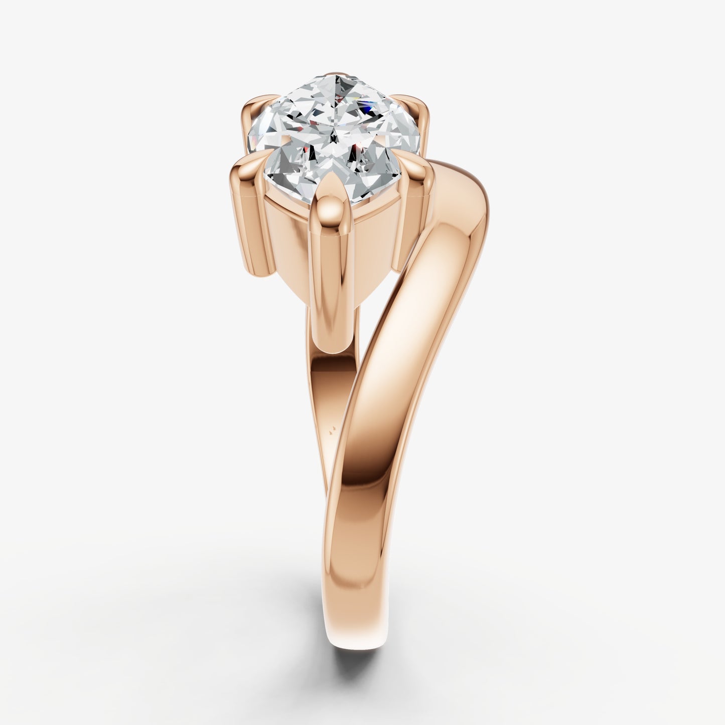Marquise Curved Band Solitaire Engagement Ring