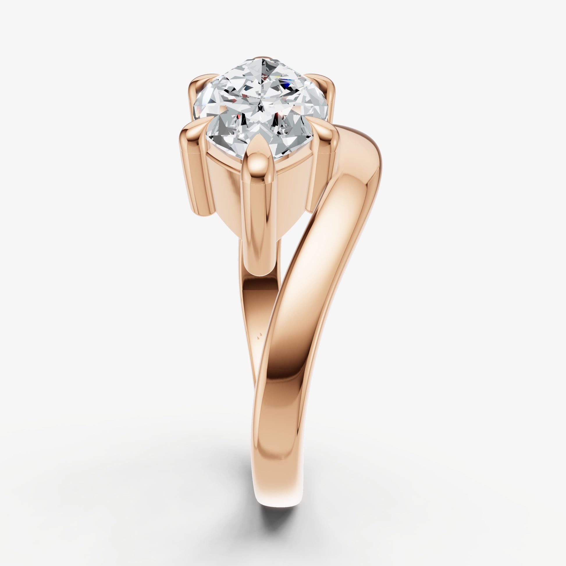 Marquise Curved Band Solitaire Engagement Ring