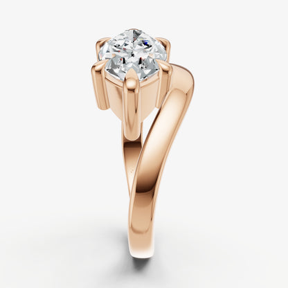 Marquise Curved Band Solitaire Engagement Ring