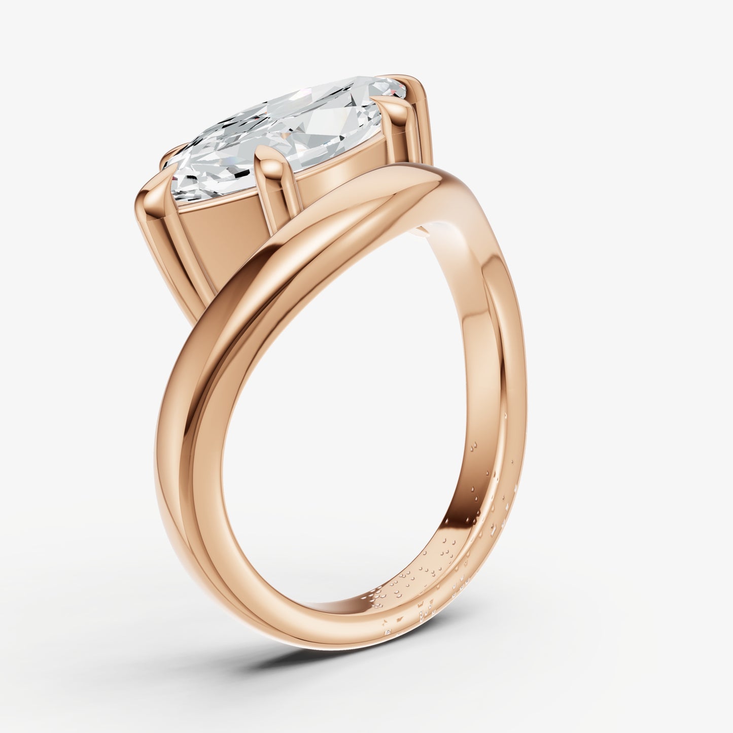 Marquise Curved Band Solitaire Engagement Ring