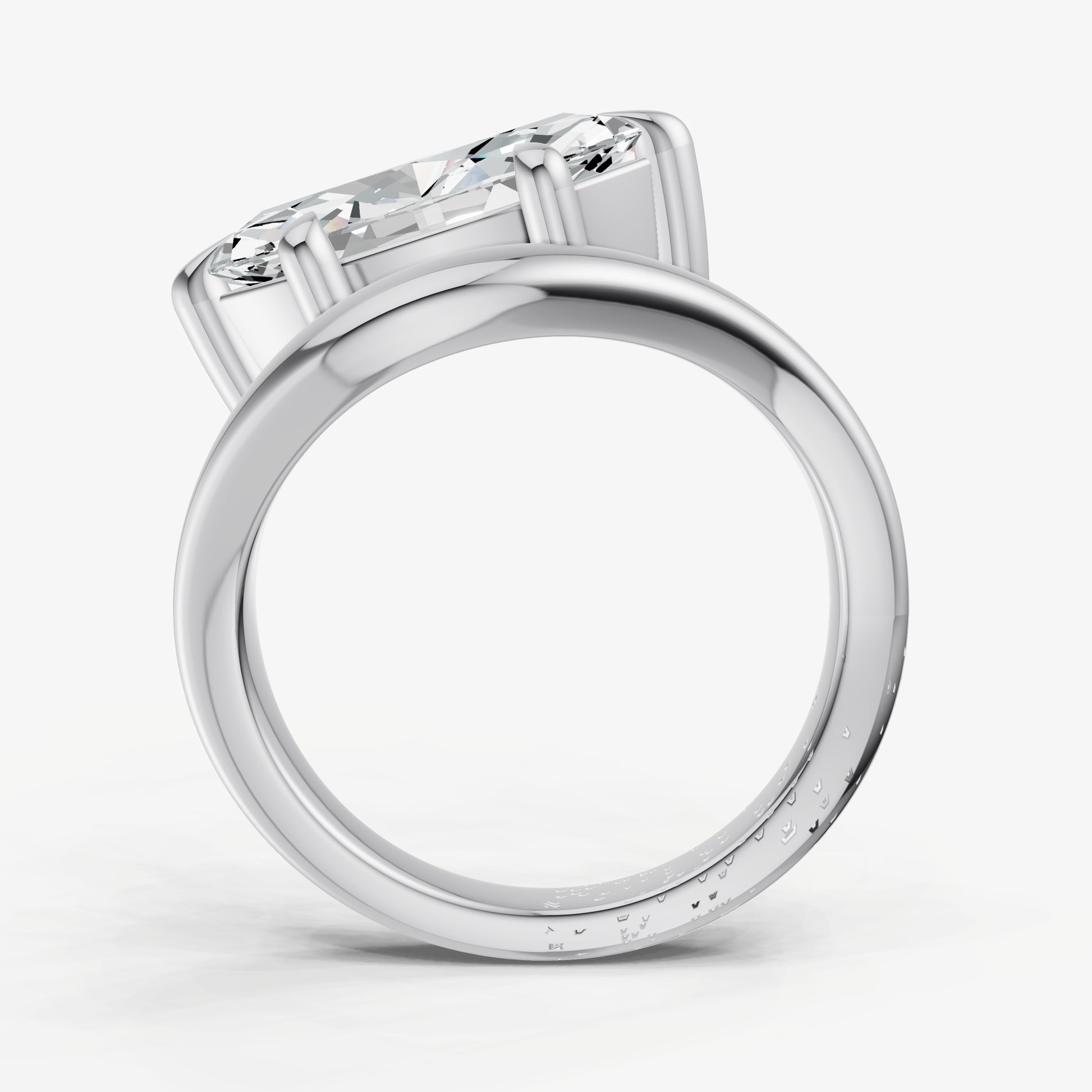 Marquise Curved Band Solitaire Engagement Ring