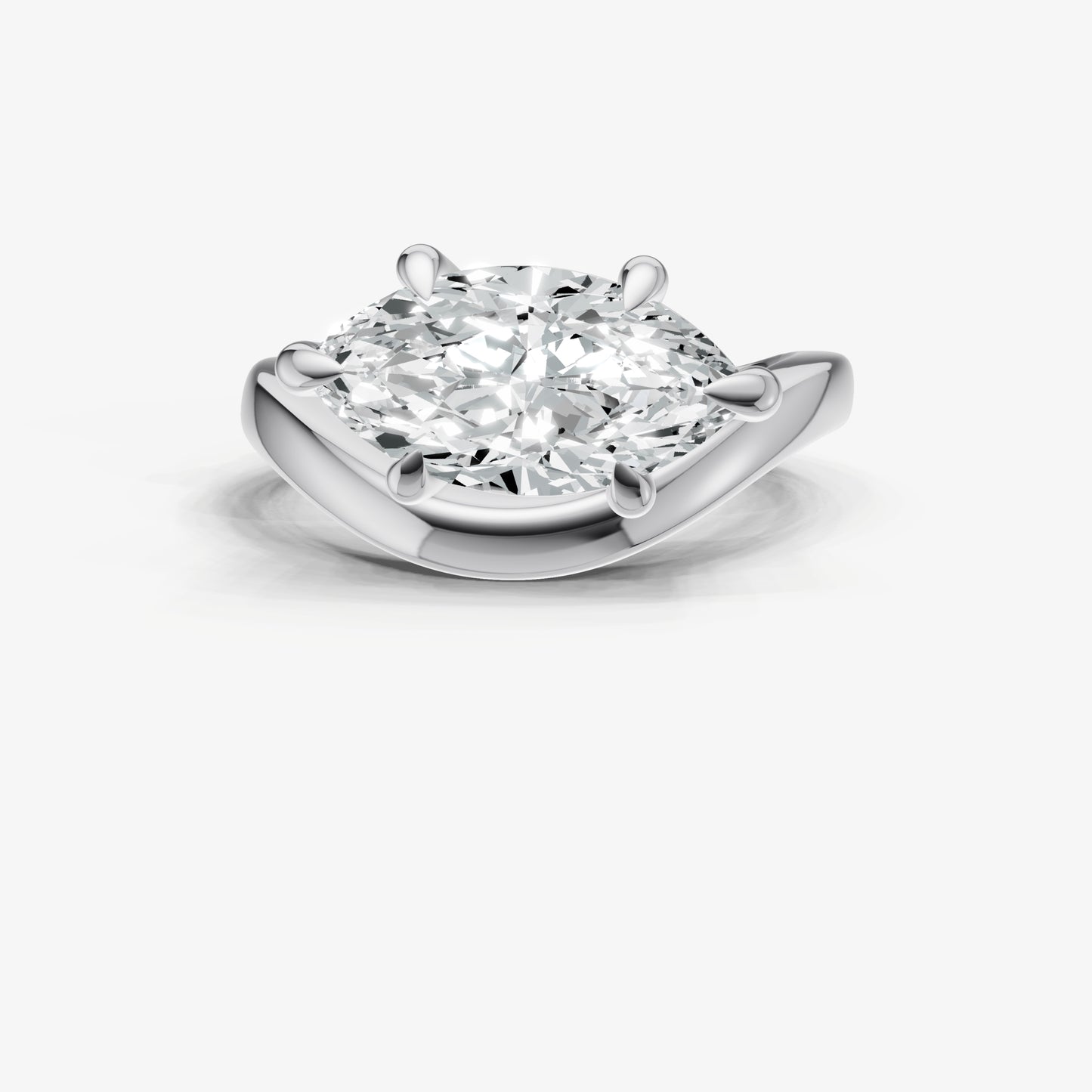 Marquise Curved Band Solitaire Engagement Ring