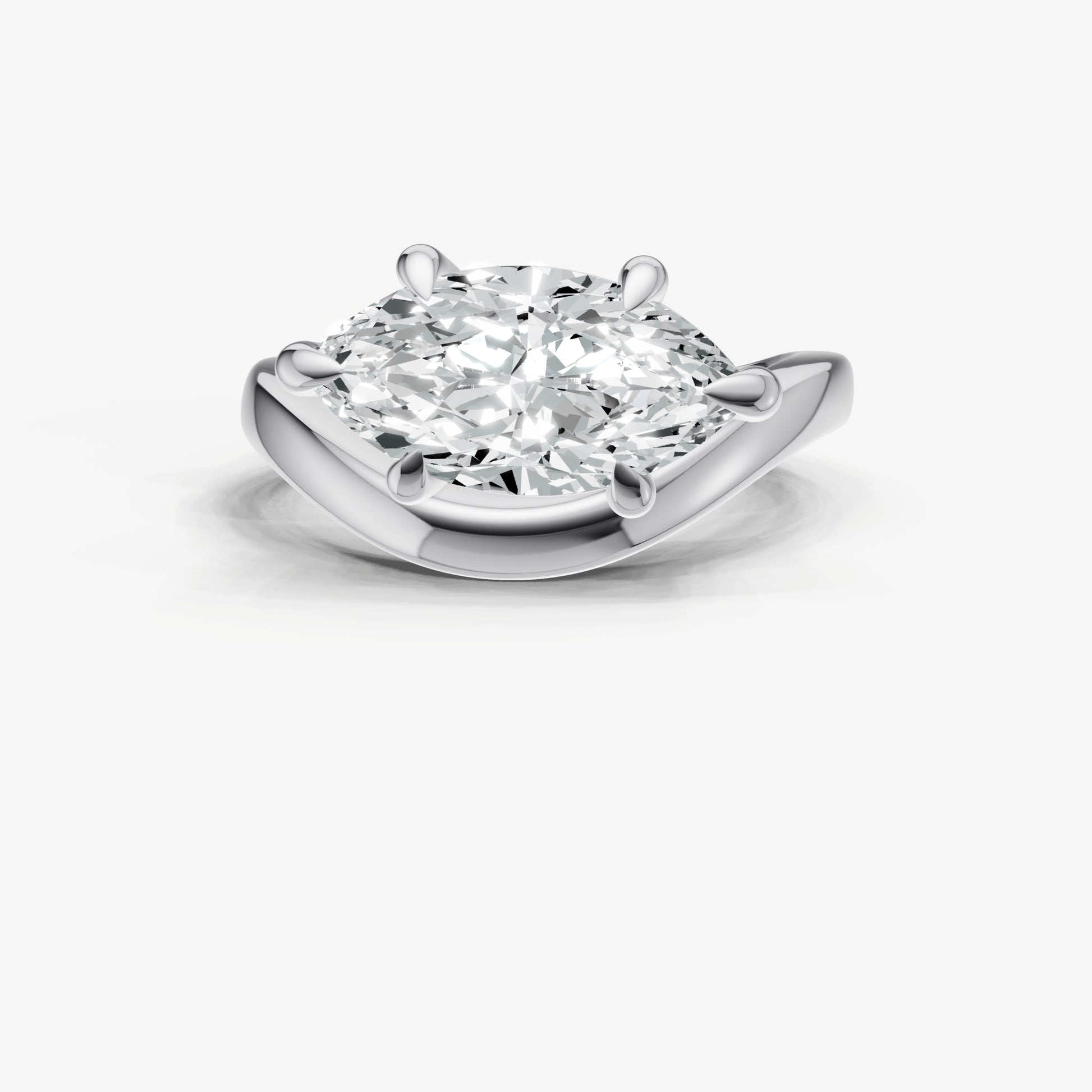 Marquise Curved Band Solitaire Engagement Ring