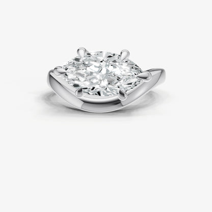 Marquise Curved Band Solitaire Engagement Ring