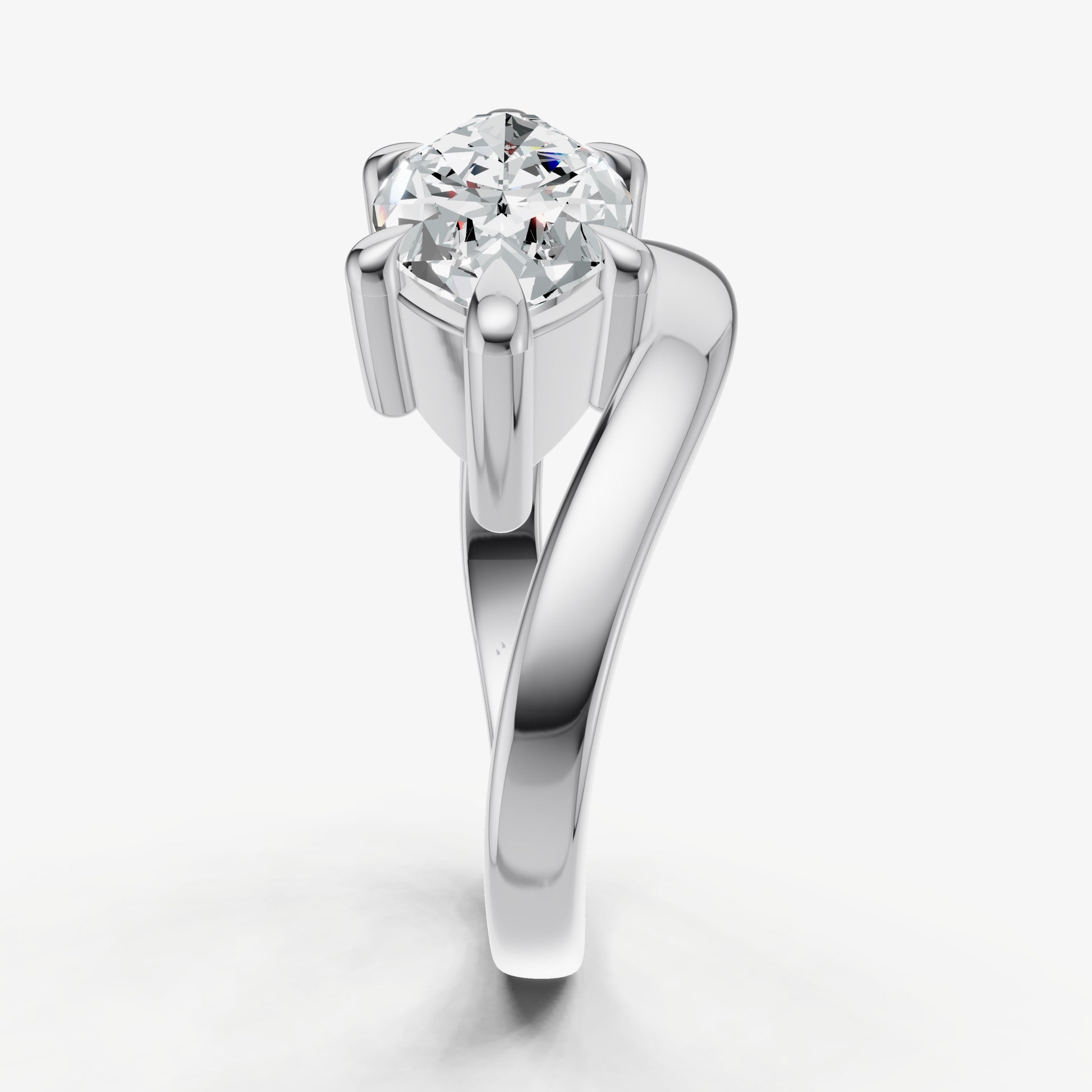 Marquise Curved Band Solitaire Engagement Ring