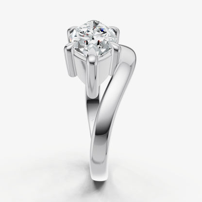 Marquise Curved Band Solitaire Engagement Ring