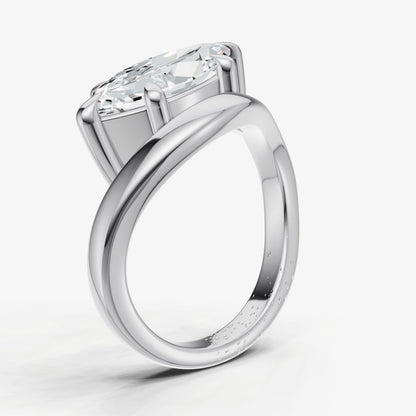 Marquise Curved Band Solitaire Engagement Ring