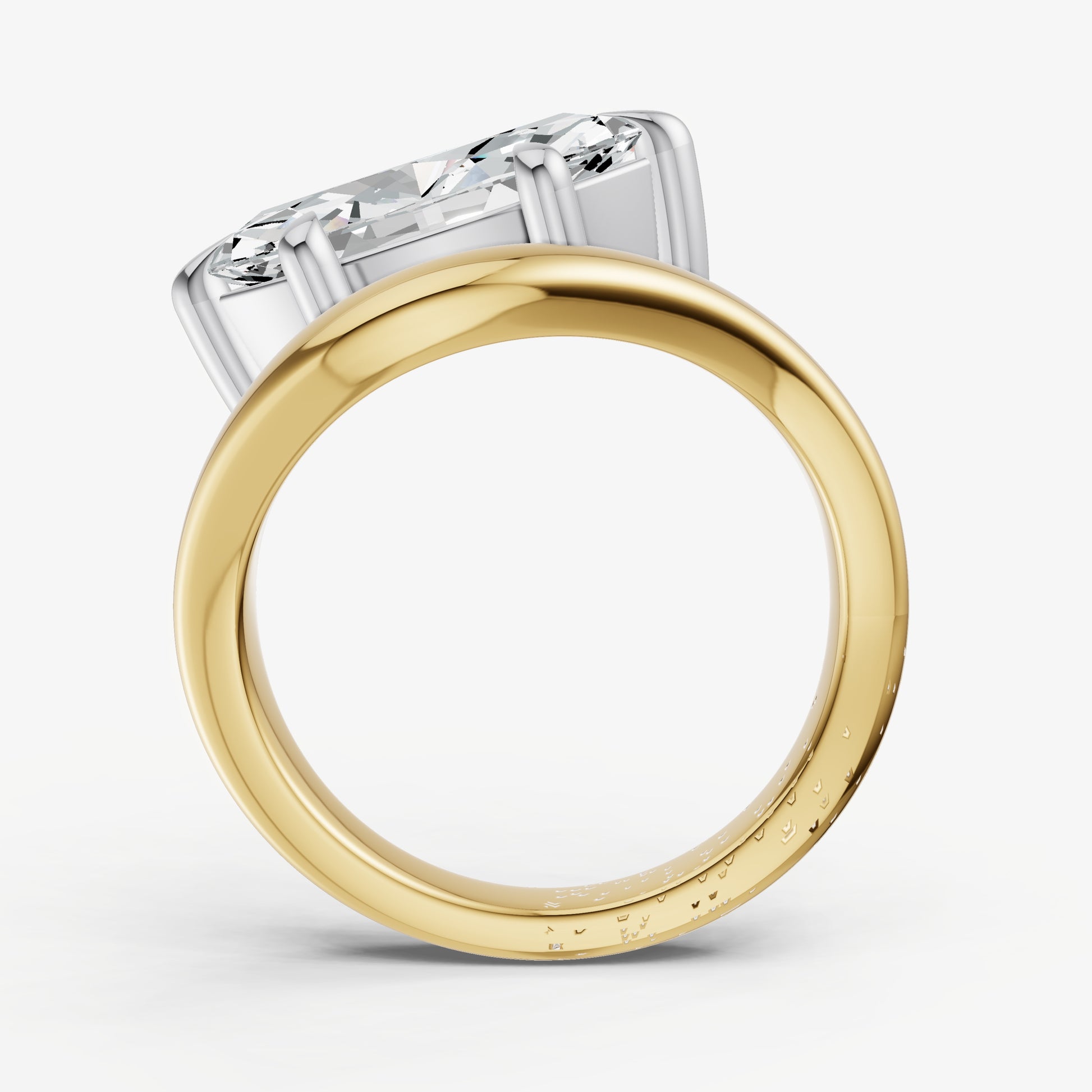 Marquise Curved Band Solitaire Engagement Ring