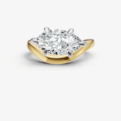 Marquise Curved Band Solitaire Engagement Ring