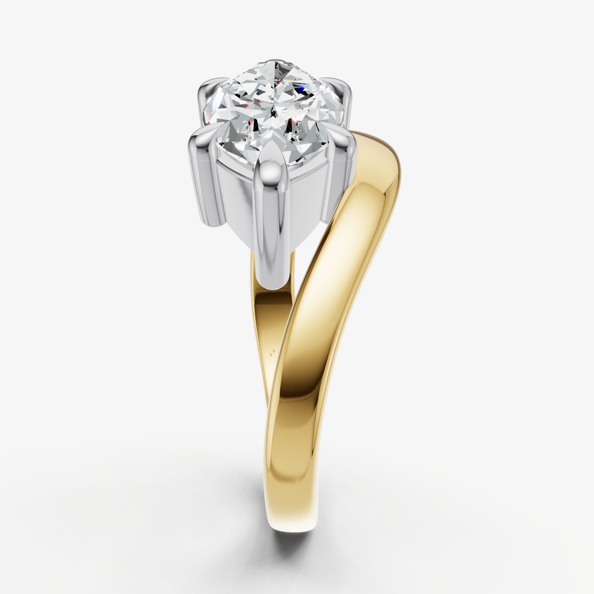 Marquise Curved Band Solitaire Engagement Ring