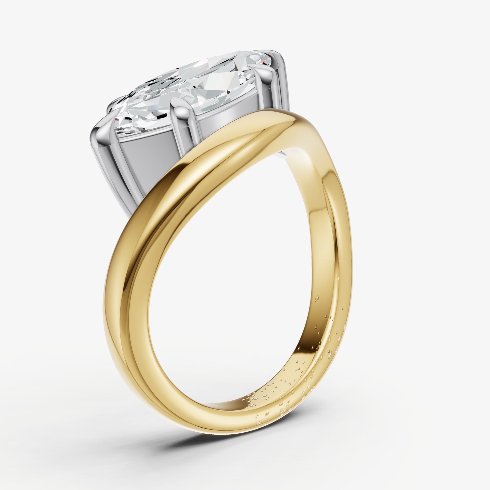 Marquise Curved Band Solitaire Engagement Ring