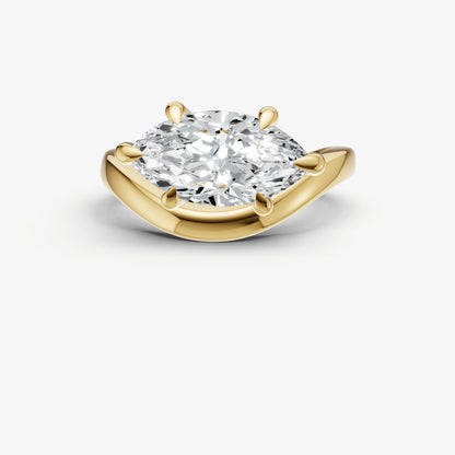Marquise Curved Band Solitaire Engagement Ring
