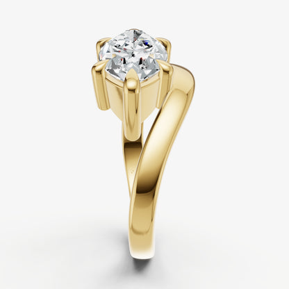 Marquise Curved Band Solitaire Engagement Ring