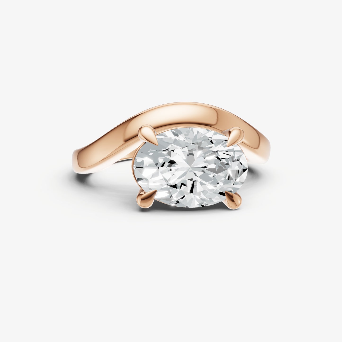 Oval Curved Band Solitaire Engagement Ring