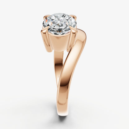 Oval Curved Band Solitaire Engagement Ring