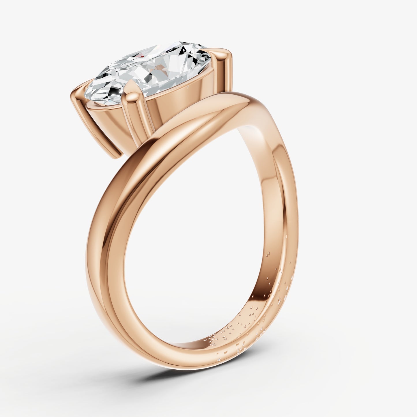 Oval Curved Band Solitaire Engagement Ring