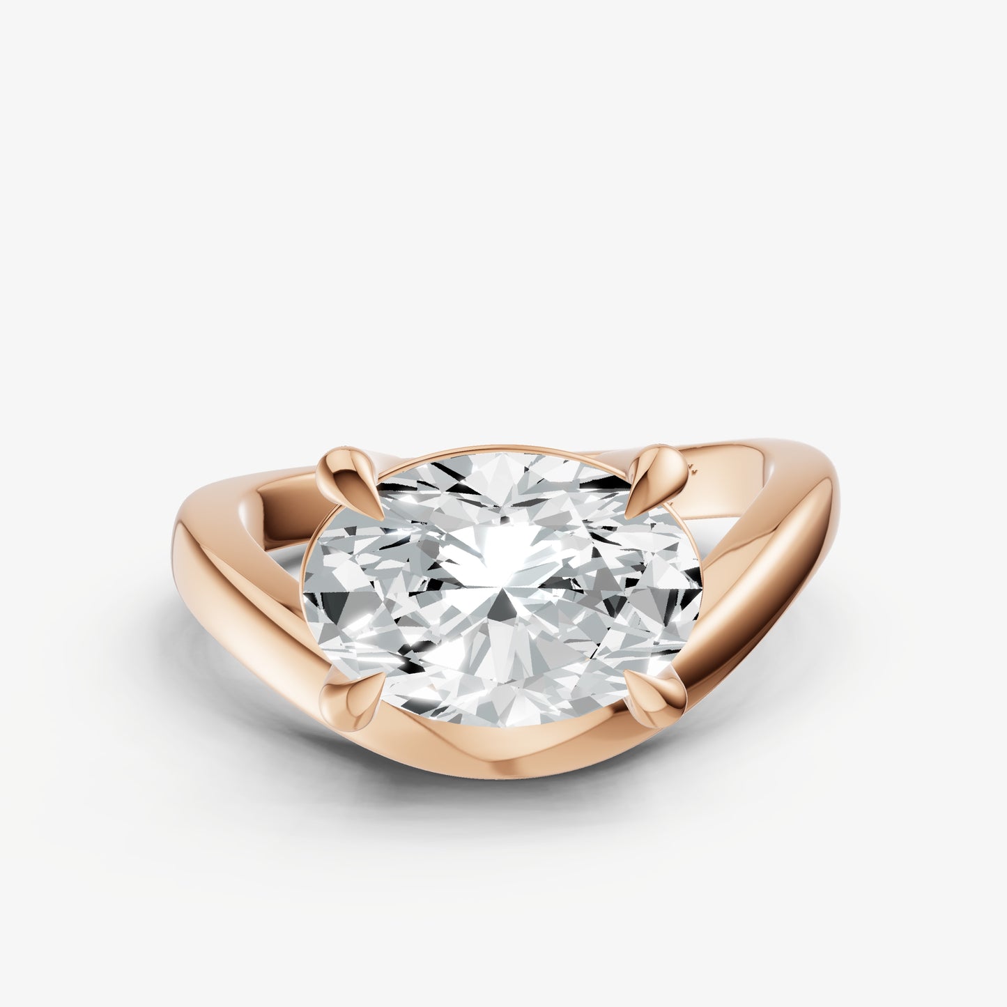 Oval Curved Band Solitaire Engagement Ring