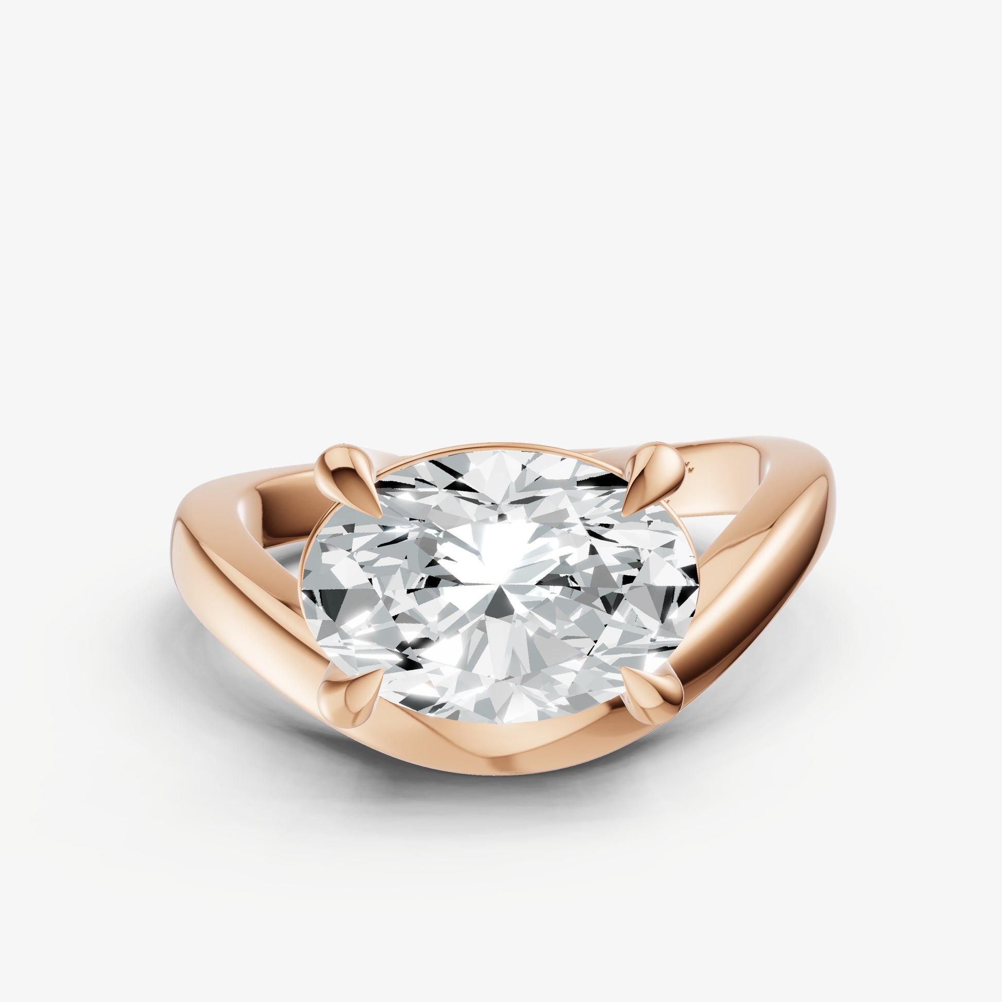 Oval Curved Band Solitaire Engagement Ring