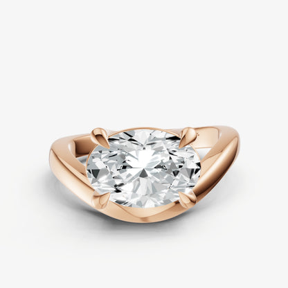 Oval Curved Band Solitaire Engagement Ring
