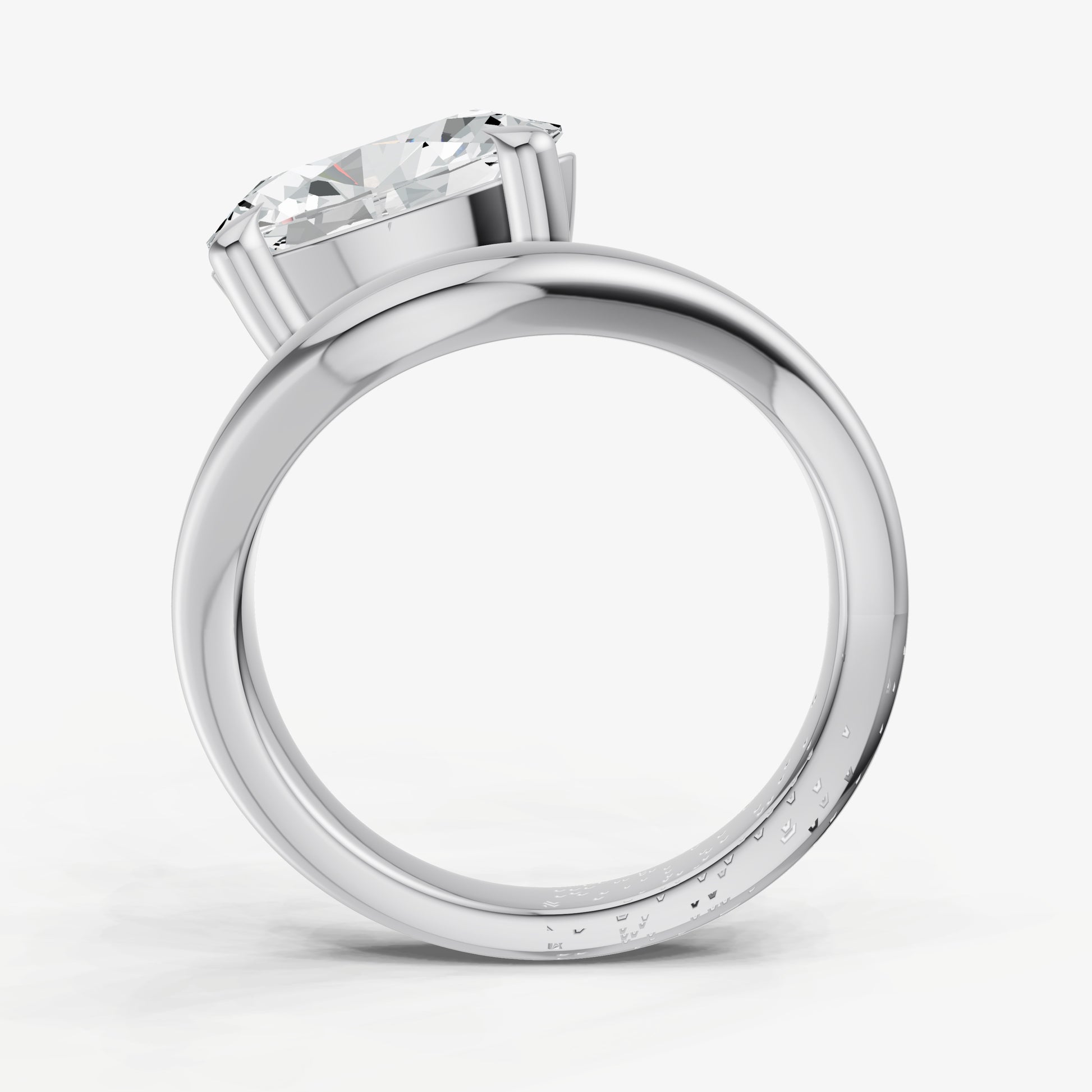 Oval Curved Band Solitaire Engagement Ring