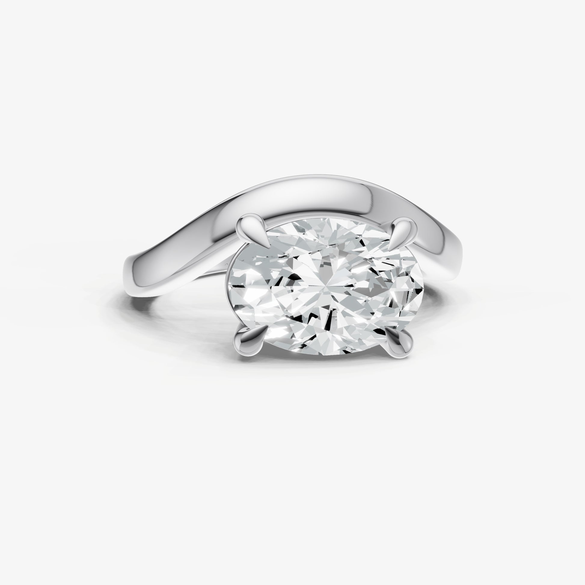 Oval Curved Band Solitaire Engagement Ring