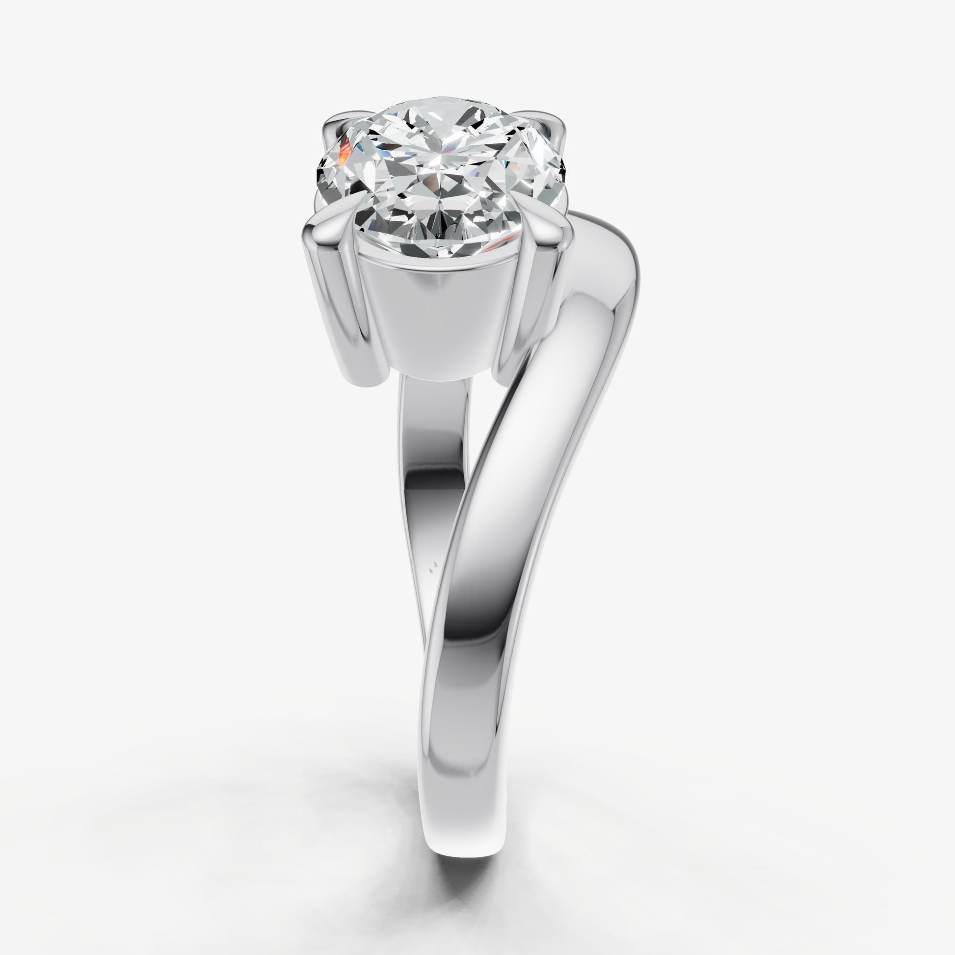 Oval Curved Band Solitaire Engagement Ring