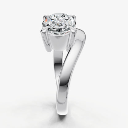 Oval Curved Band Solitaire Engagement Ring