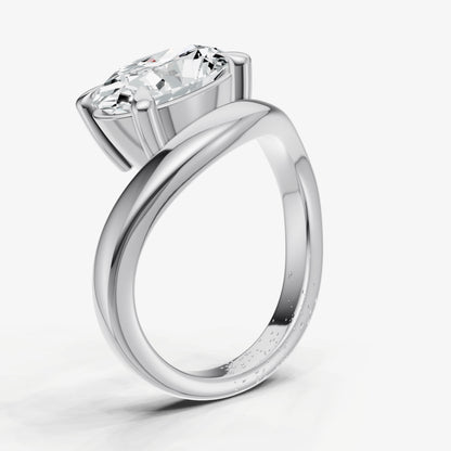 Oval Curved Band Solitaire Engagement Ring