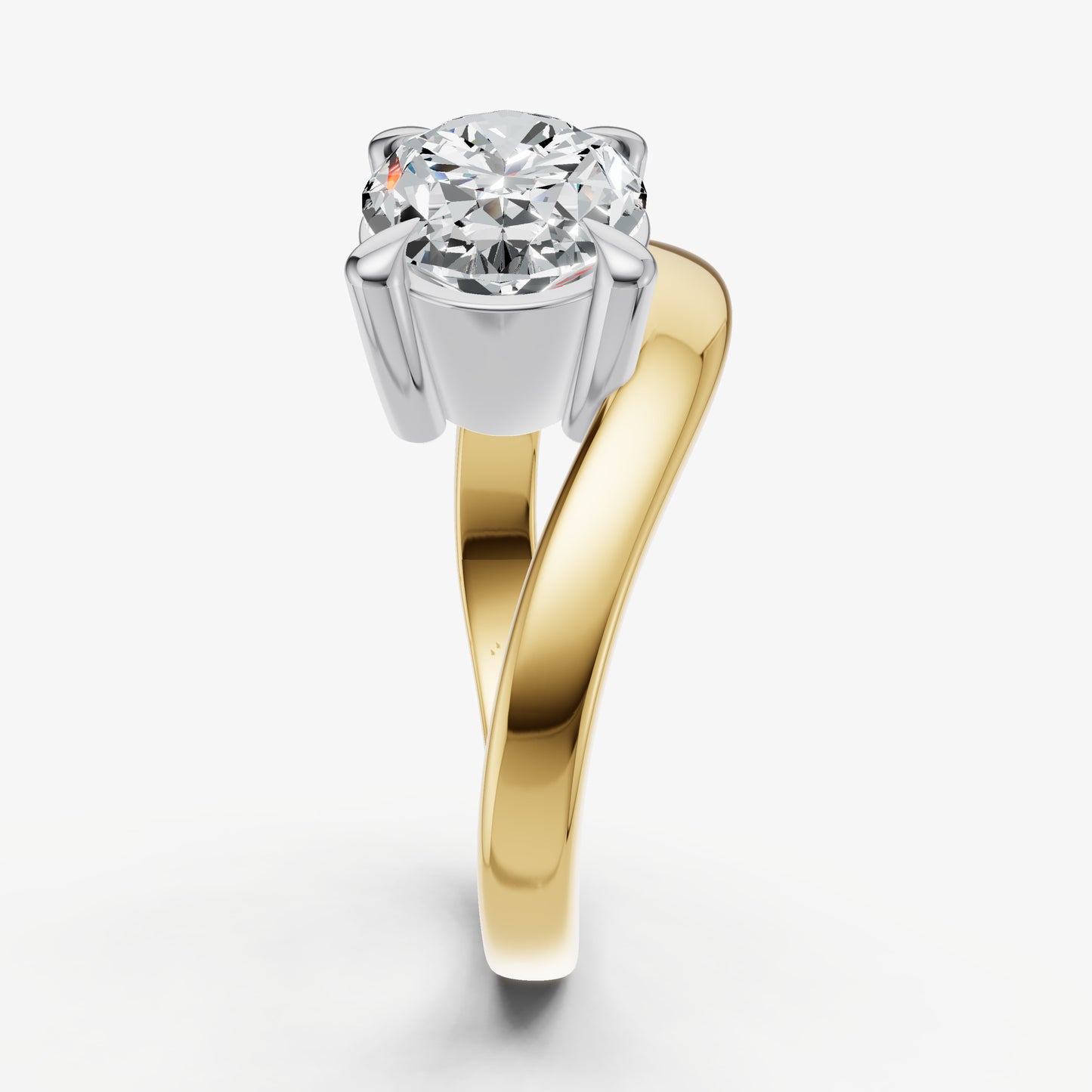 Oval Curved Band Solitaire Engagement Ring