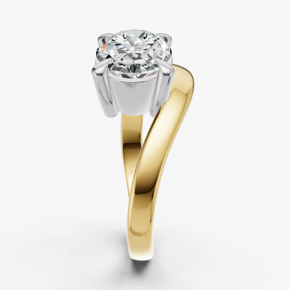 Oval Curved Band Solitaire Engagement Ring