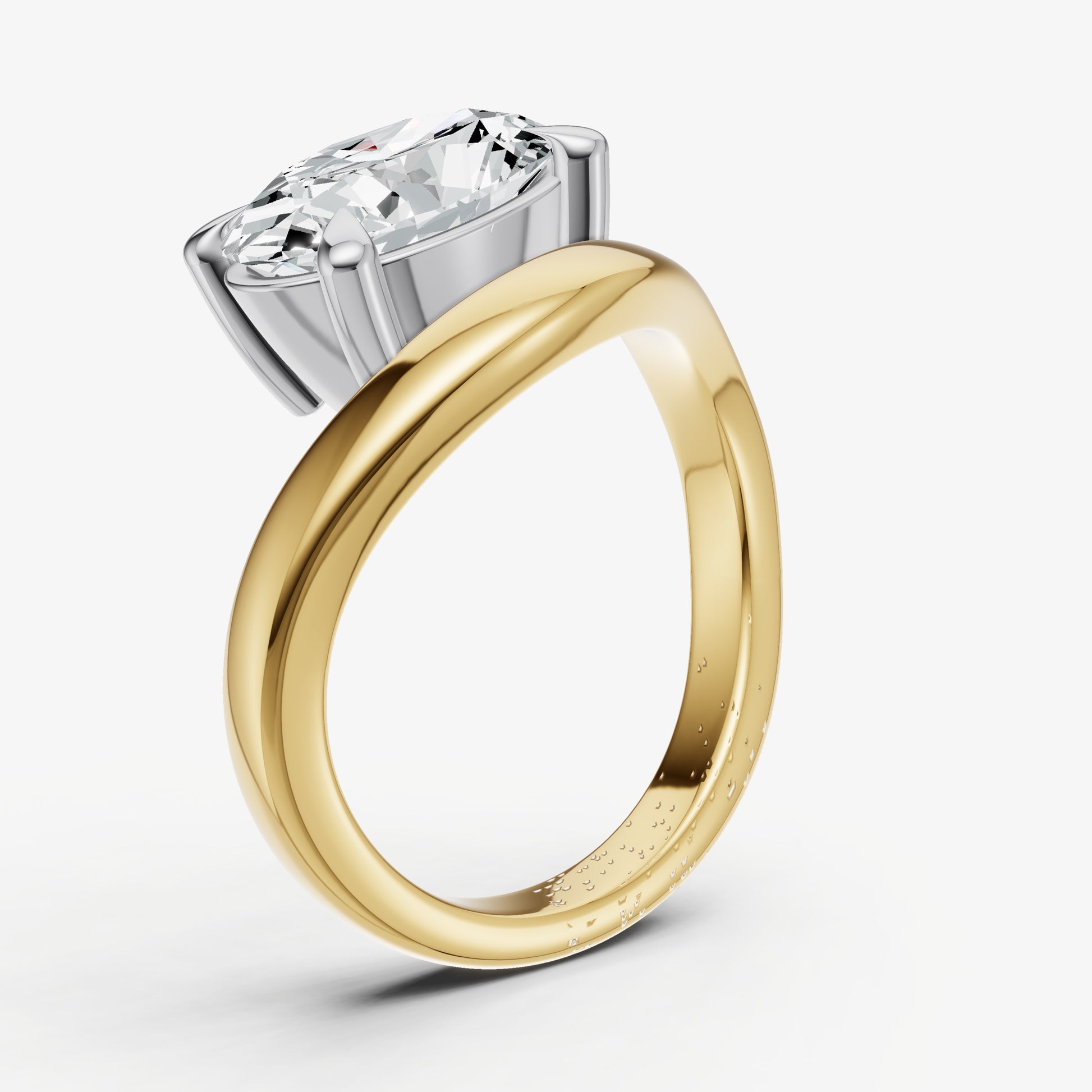 Oval Curved Band Solitaire Engagement Ring
