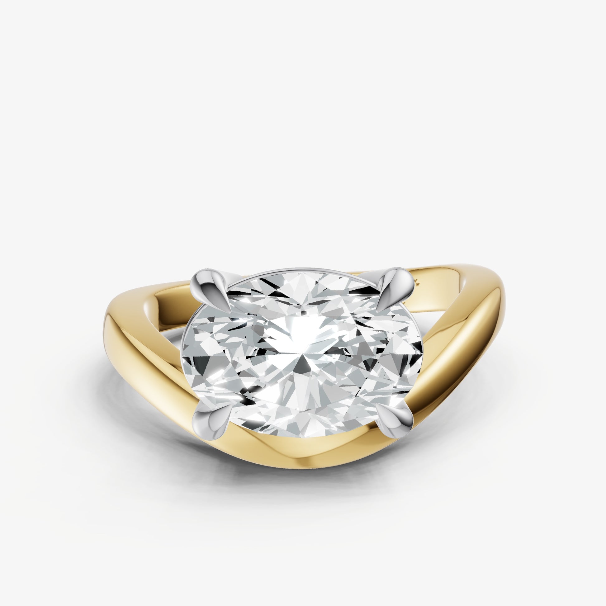 Oval Curved Band Solitaire Engagement Ring