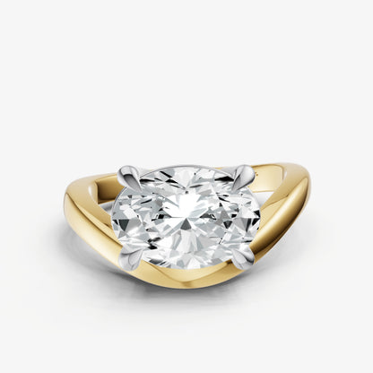 Oval Curved Band Solitaire Engagement Ring