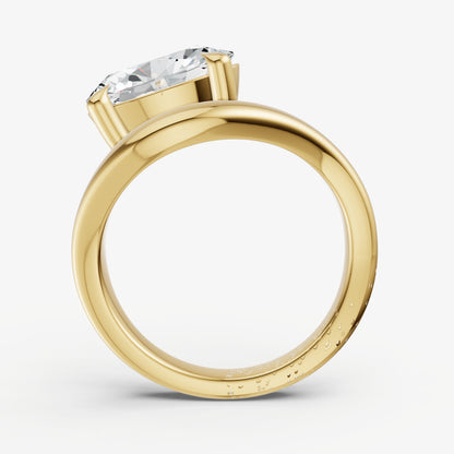 Oval Curved Band Solitaire Engagement Ring