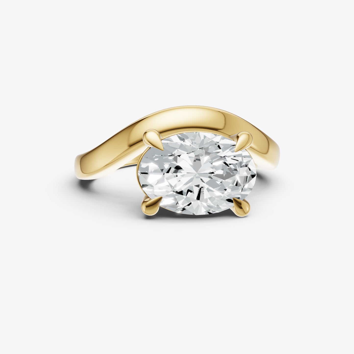 Oval Curved Band Solitaire Engagement Ring