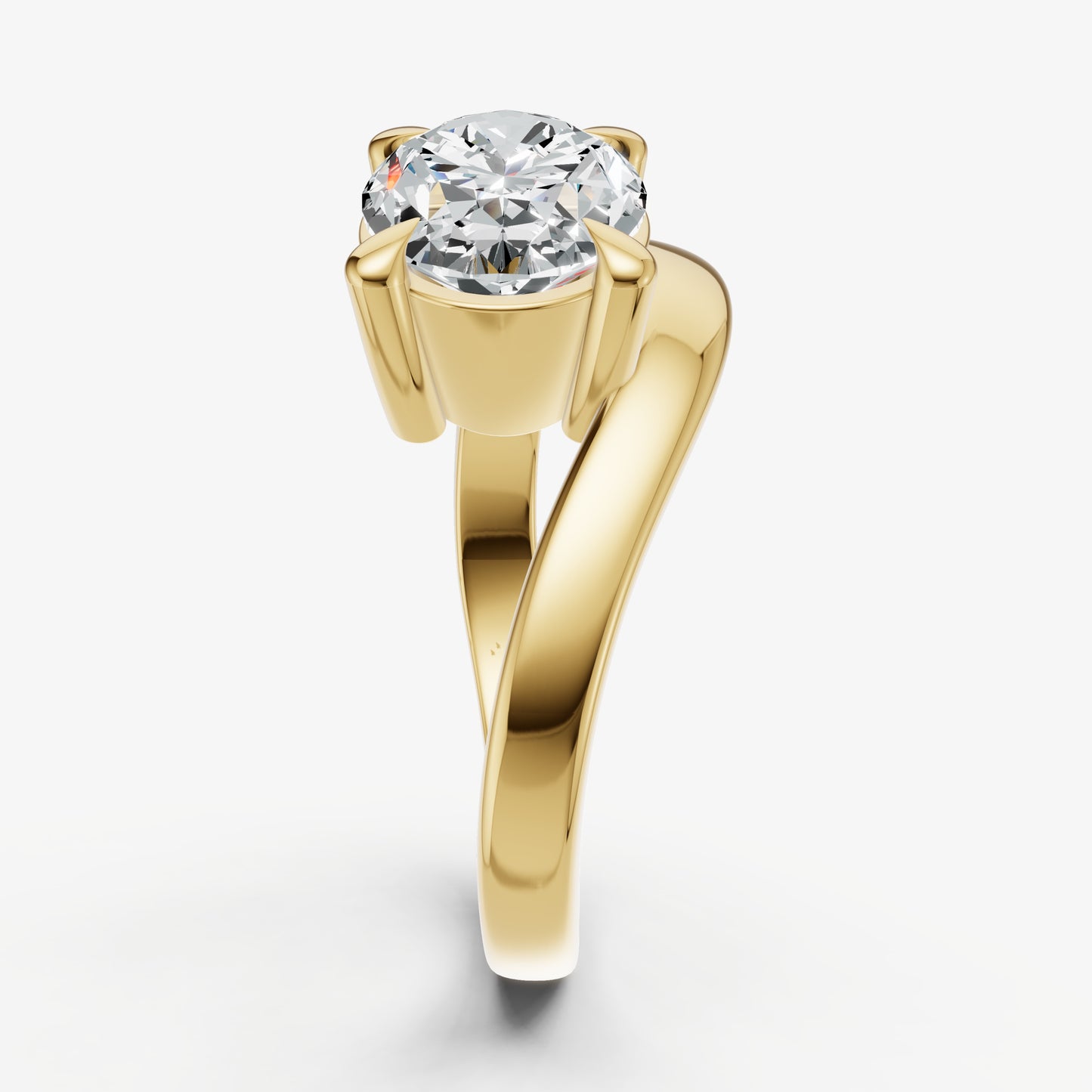 Oval Curved Band Solitaire Engagement Ring