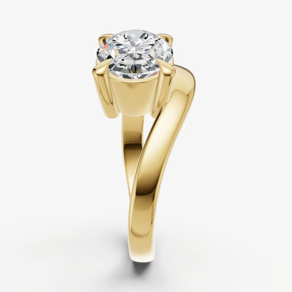 Oval Curved Band Solitaire Engagement Ring