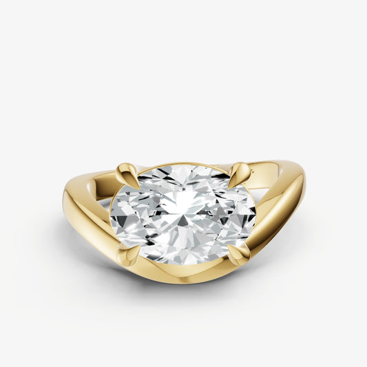 Oval Curved Band Solitaire Engagement Ring